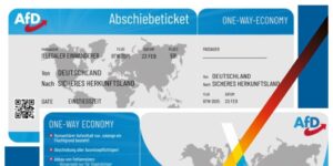 Alternativa para Alemania reparte panfletos con forma de billete de avión para deportaciones en buzones de personas inmigrantes