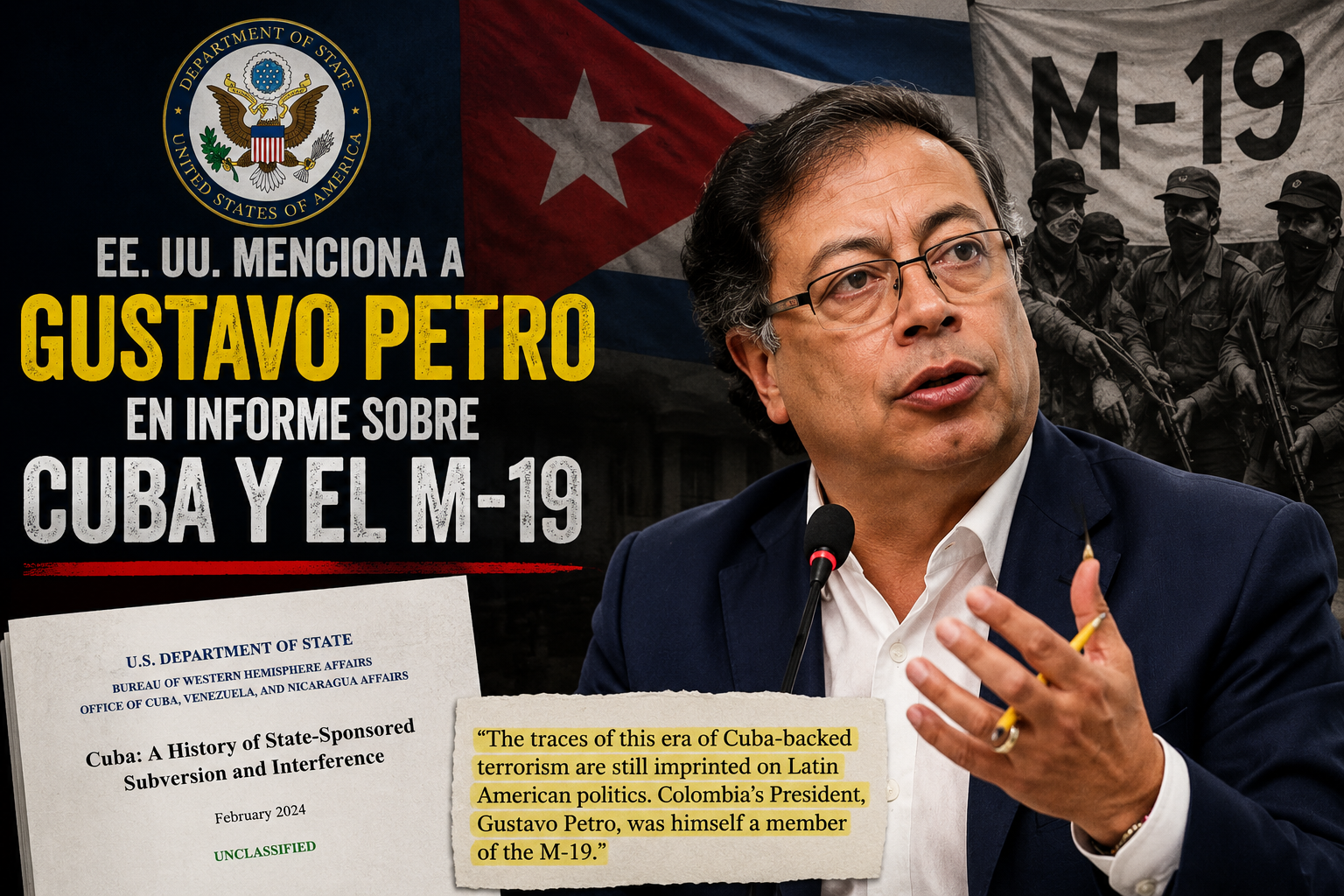 EE. UU. menciona a Gustavo Petro en informe sobre Cuba y el M-19