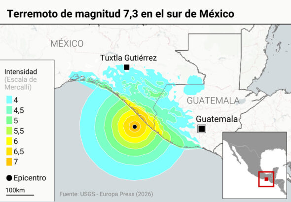 Declarado en México un seísmo de magnitud preliminar 7,3 con alerta de tsunami cerca de Chiapas