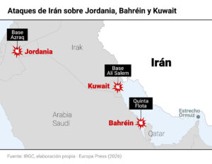 Irán lanza nuevos ataques contra activos de EEUU en bases militares de Jordania, Bahréin y Kuwait