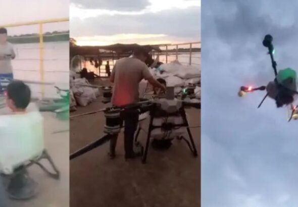 Aerocivil anunció sanciones por hombre que se montó y voló en un dron de fumigación