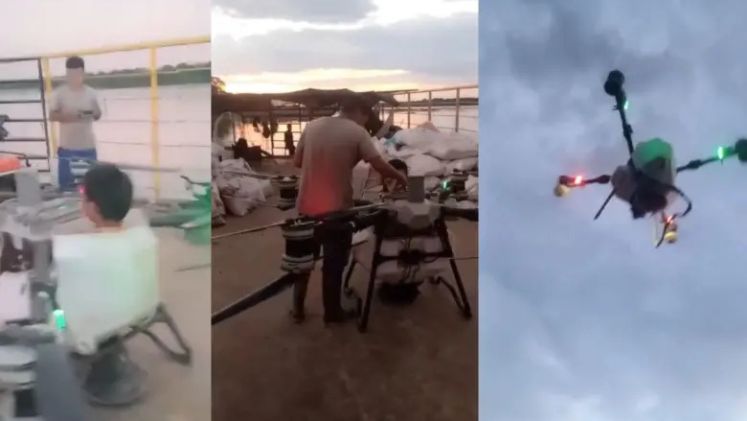 Aerocivil anunció sanciones por hombre que se montó y voló en un dron de fumigación