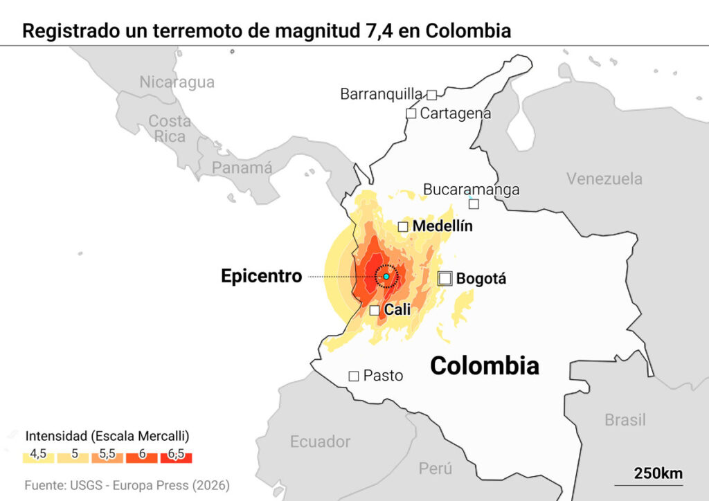 Aumentan a medio centenar los muertos por el seísmo de magnitud 7,4 registrado en el noroeste de Colombia