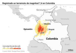 Aumentan a medio centenar los muertos por el seísmo de magnitud 7,4 registrado en el noroeste de Colombia
