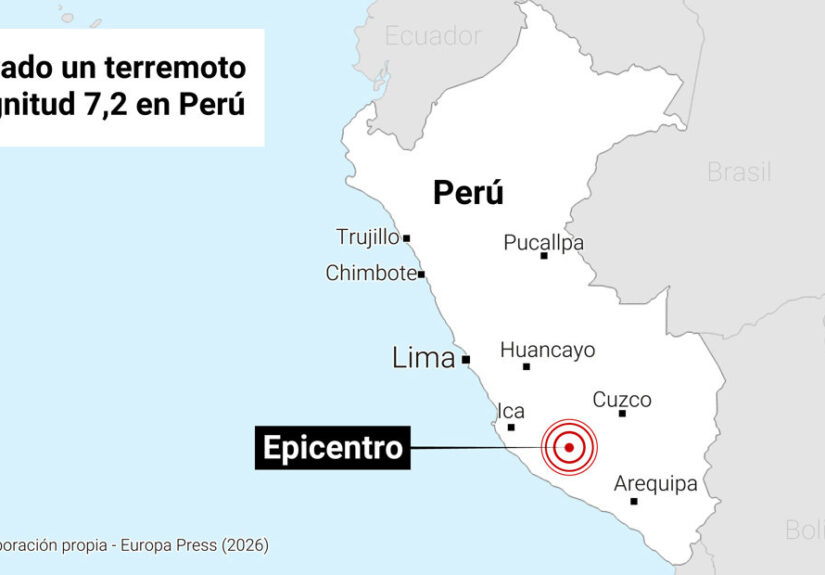 Registrado un terremoto de magnitud 7,2 en el sur de Perú